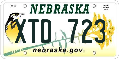 NE license plate XTD723