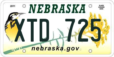 NE license plate XTD725