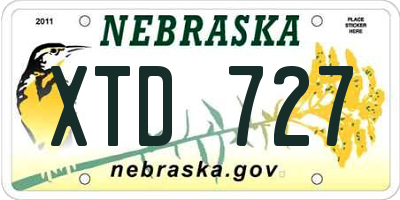 NE license plate XTD727