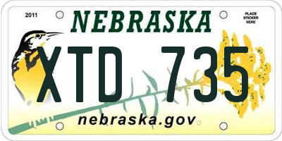NE license plate XTD735