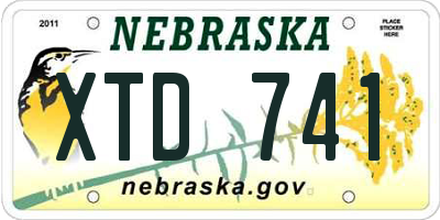NE license plate XTD741