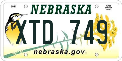 NE license plate XTD749