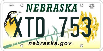 NE license plate XTD753
