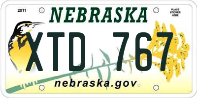 NE license plate XTD767