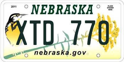 NE license plate XTD770