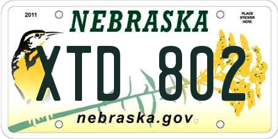 NE license plate XTD802