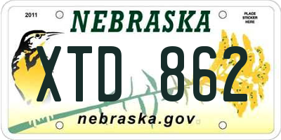 NE license plate XTD862