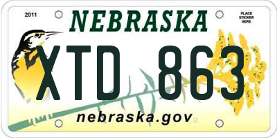 NE license plate XTD863
