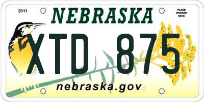 NE license plate XTD875