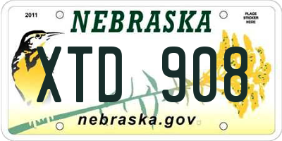 NE license plate XTD908