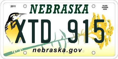 NE license plate XTD915