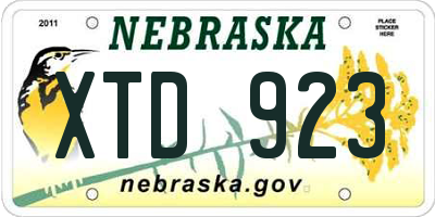 NE license plate XTD923