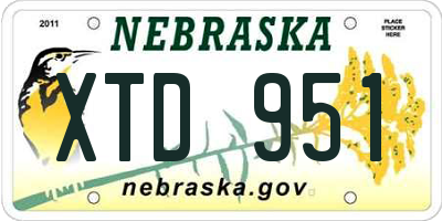 NE license plate XTD951