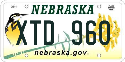NE license plate XTD960