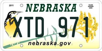 NE license plate XTD971