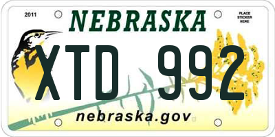 NE license plate XTD992