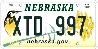NE license plate XTD997