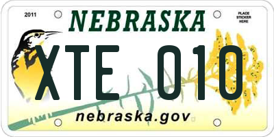 NE license plate XTE010