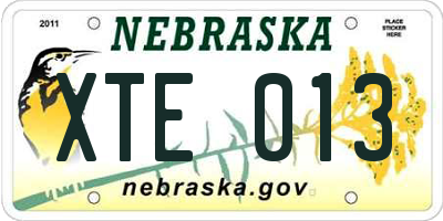 NE license plate XTE013