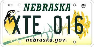 NE license plate XTE016