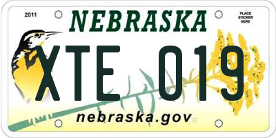 NE license plate XTE019
