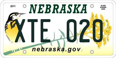 NE license plate XTE020