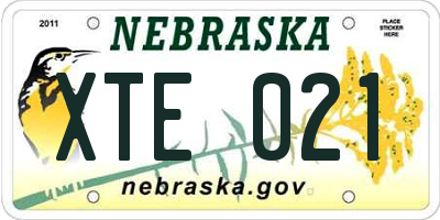 NE license plate XTE021