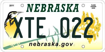 NE license plate XTE022