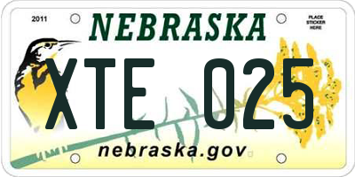 NE license plate XTE025