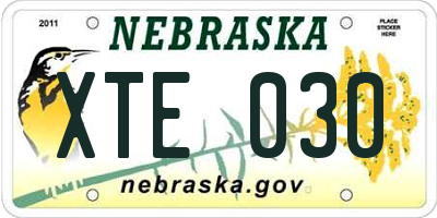 NE license plate XTE030