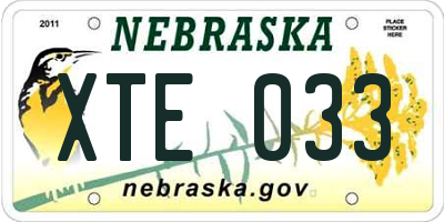 NE license plate XTE033
