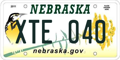 NE license plate XTE040