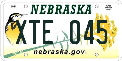 NE license plate XTE045