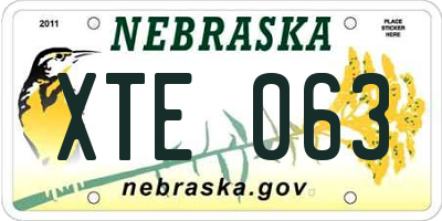NE license plate XTE063