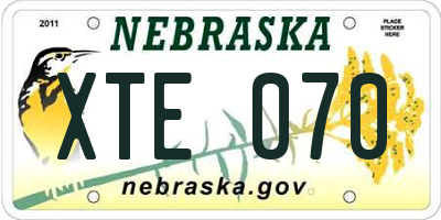 NE license plate XTE070