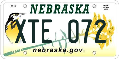 NE license plate XTE072