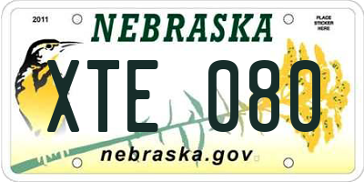 NE license plate XTE080