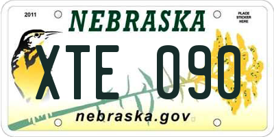 NE license plate XTE090