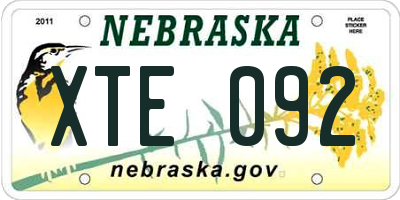NE license plate XTE092
