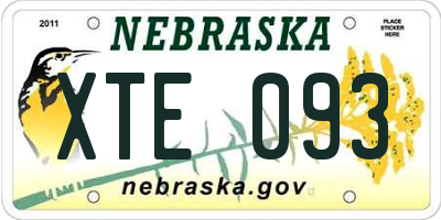 NE license plate XTE093