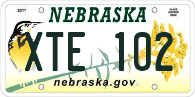 NE license plate XTE102