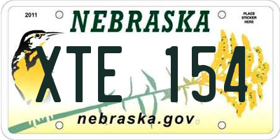 NE license plate XTE154