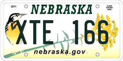 NE license plate XTE166
