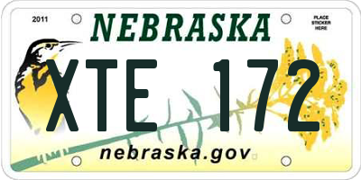 NE license plate XTE172