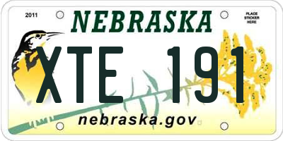 NE license plate XTE191