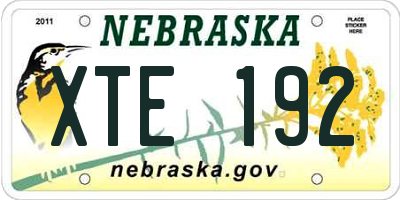 NE license plate XTE192