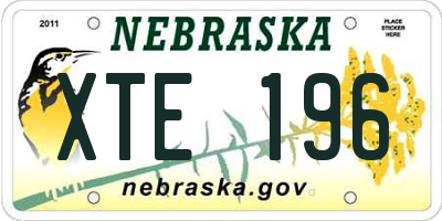 NE license plate XTE196