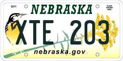 NE license plate XTE203