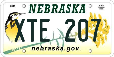 NE license plate XTE207
