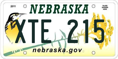 NE license plate XTE215